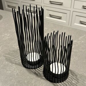 Matt Black metal candleholders